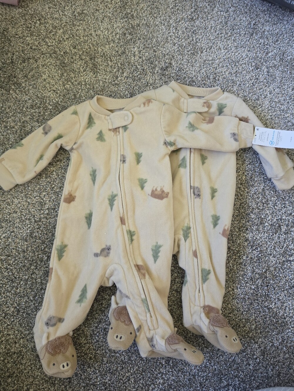 Carter's Neutral Forest Print Footed One-Piece Pajamas 2pk